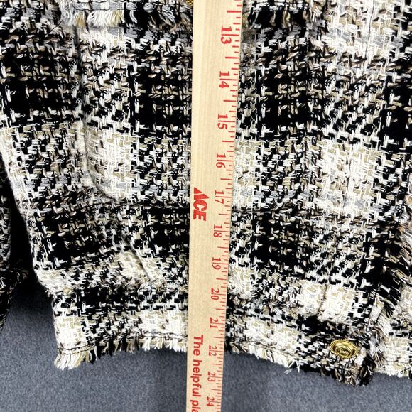 Zara Blazer Cropped Women Medium black beige Plaid Tweed Jacket Blogger Favorite - Picture 9 of 16